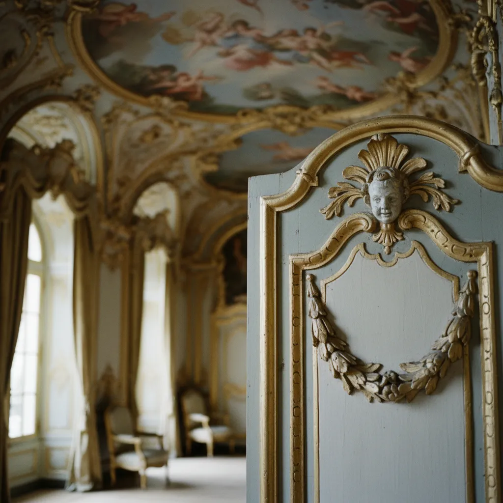 Les boiseries rocaille du grand salon du château d'Asnières, restaurées depuis 2003