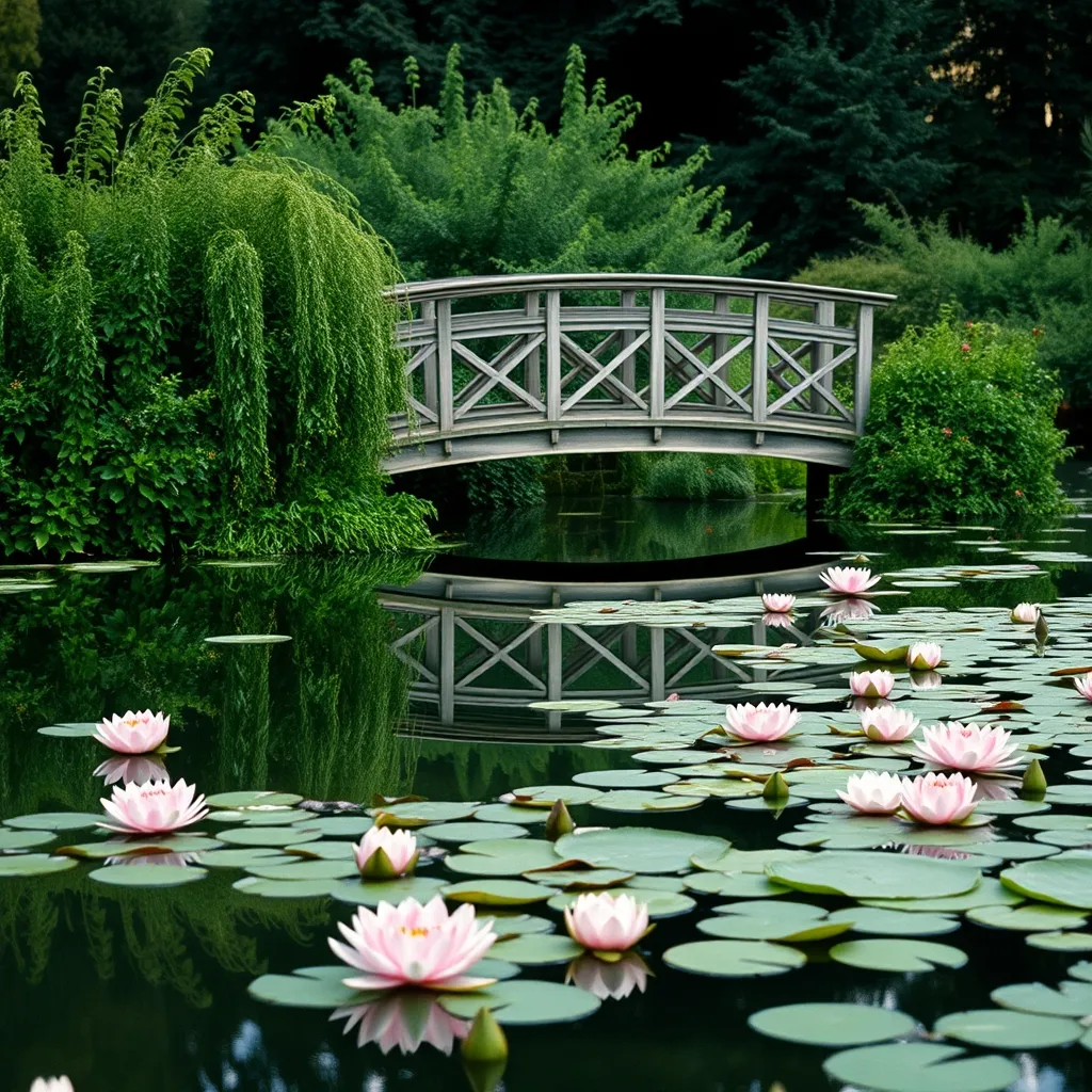 Le pont japonais et les nymphéas du jardin de Monet à Giverny