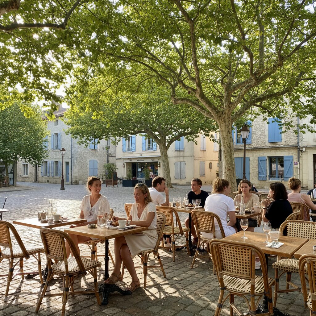 Terrasse de restaurant animée à Gennevilliers en été