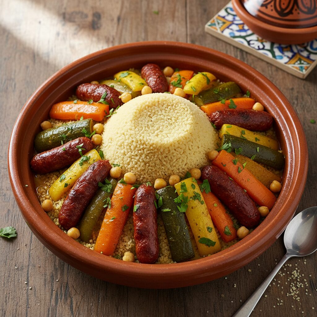 Couscous royal servi dans un restaurant méditerranéen de Gennevilliers