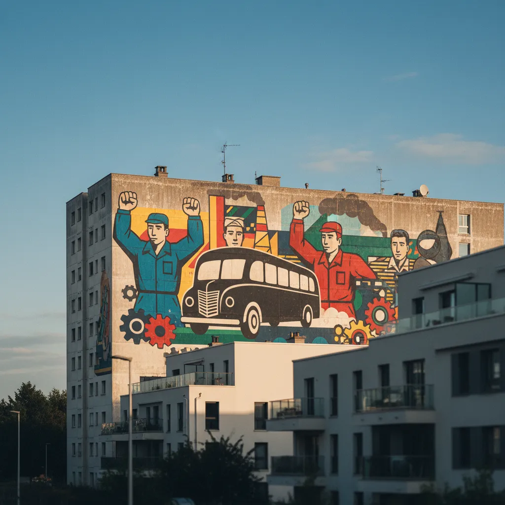 La fresque du collectif Art Azoi, rue Paul-Vaillant-Couturier, rend hommage aux ouvriers de Chausson depuis 2019