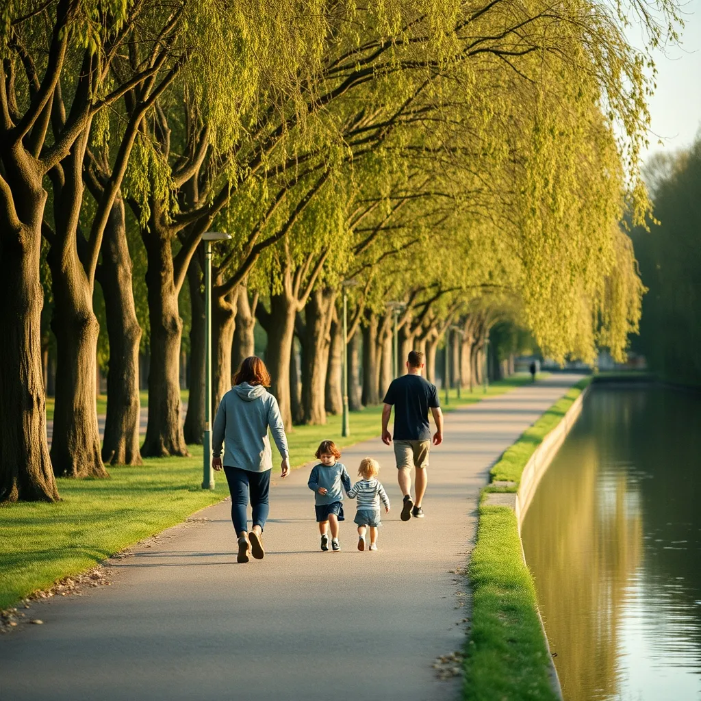 Le chemin de halage du canal de l'Ourcq entre Lizy et Crouy, bordé de peupliers d'Italie