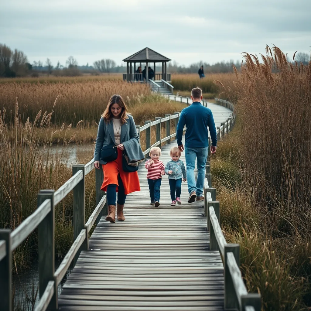 Sentier sur pilotis du parc du Peuple de l'Herbe à Carrières-sous-Poissy
