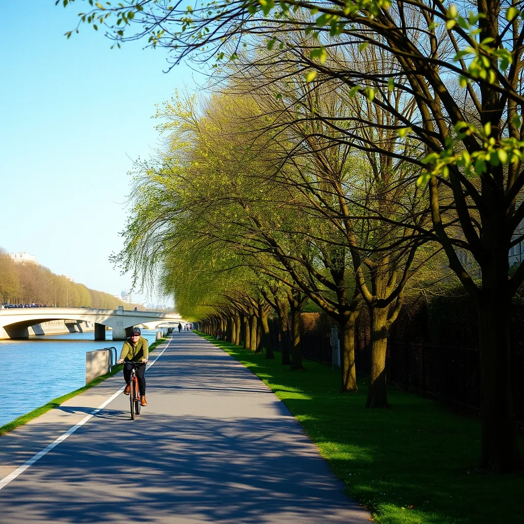 La piste cyclable de la boucle de Seine permet de rejoindre le bois des Vignes depuis Gennevilliers en vingt minutes