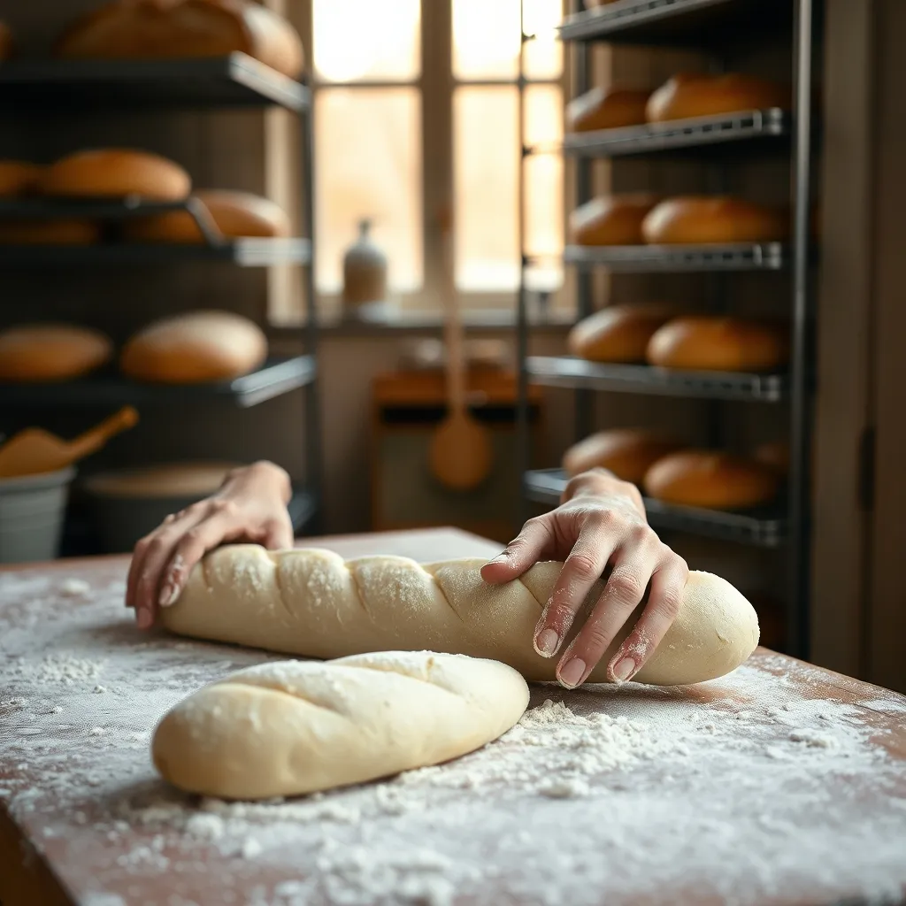 Façonnage des baguettes dans un fournil artisanal de la boucle de Seine