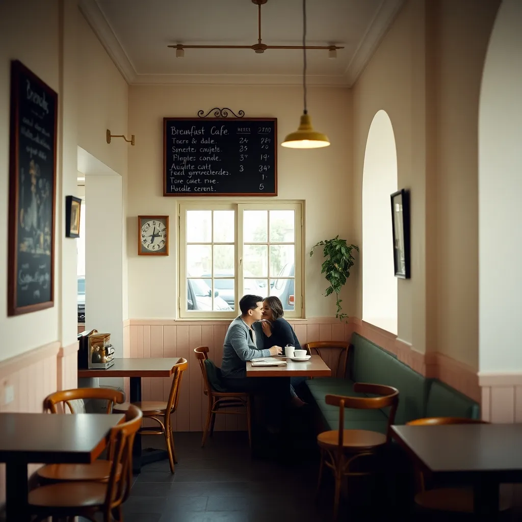 Intérieur d'un café reconverti en salle de brunch dans le centre d'Asnières