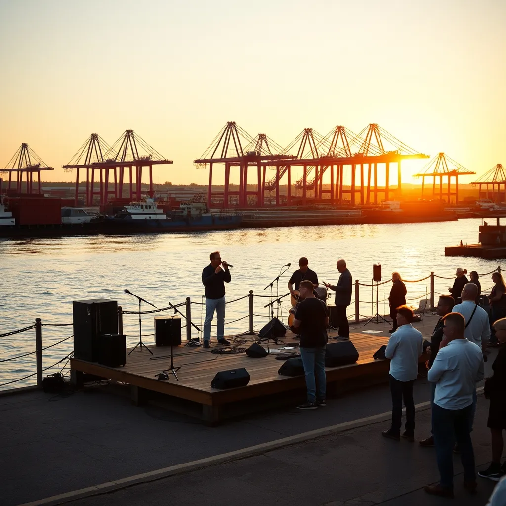 Session jazz sur les berges de Seine à hauteur de la zone portuaire de Gennevilliers