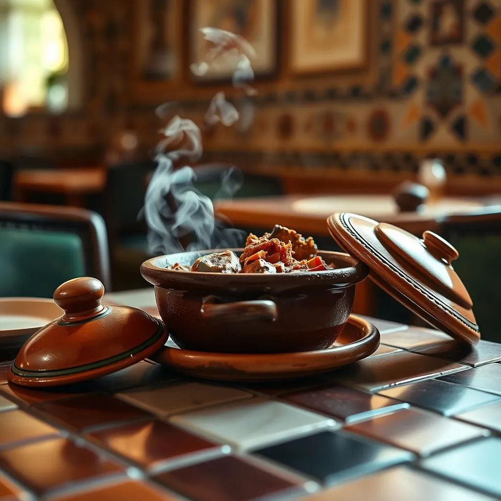 Un tajine servi dans son plat en terre cuite, spécialité incontournable des tables maghrébines de Gennevilliers