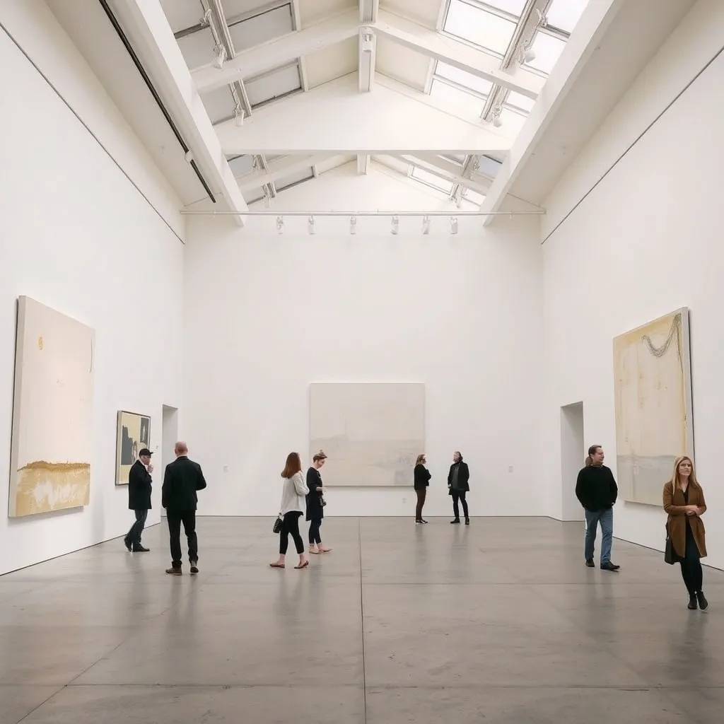 Intérieur lumineux de la Galerie Édouard Manet à Gennevilliers lors d'une exposition