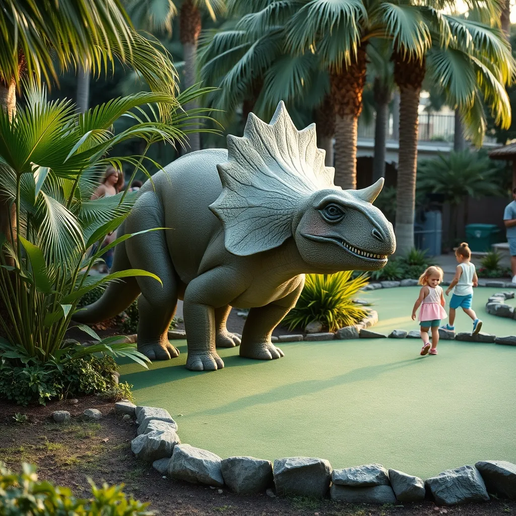Le Jurassic Mini-Golf de Floreval mêle parcours sportif et décors préhistoriques