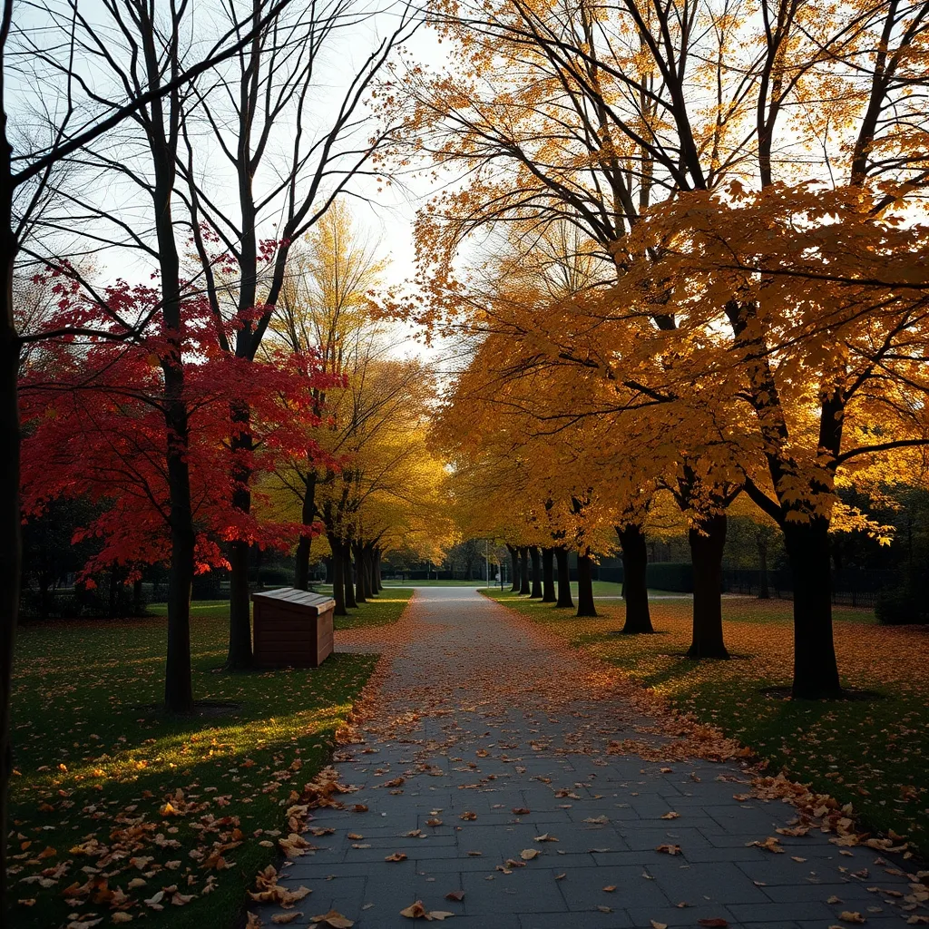 Les couleurs automnales des érables du parc Joliot-Curie en octobre