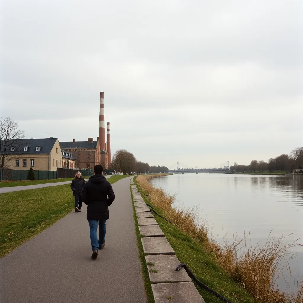 Chemin de halage le long de la Seine près de Gennevilliers, entre patrimoine industriel et promenade verte