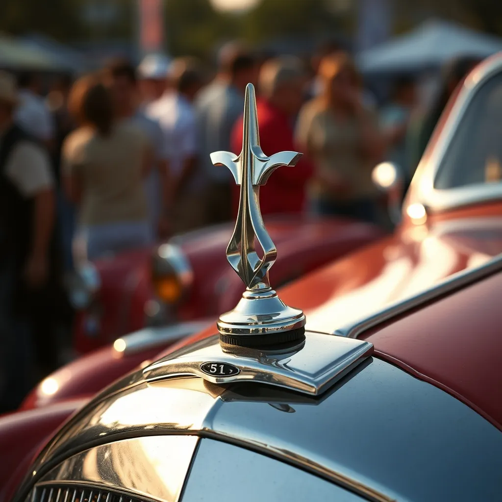 Détail de calandre chromée sur une voiture de collection française