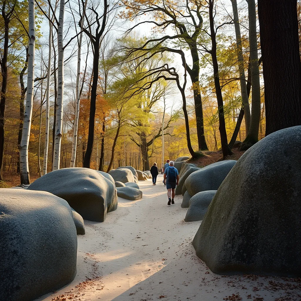 Les chaos gréseux de la forêt de Fontainebleau attirent randonneurs et grimpeurs toute l'année