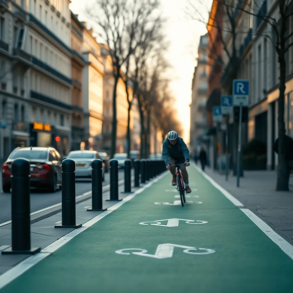 Piste cyclable protégée sur un boulevard parisien, le type de voie privilégié par Geovelo