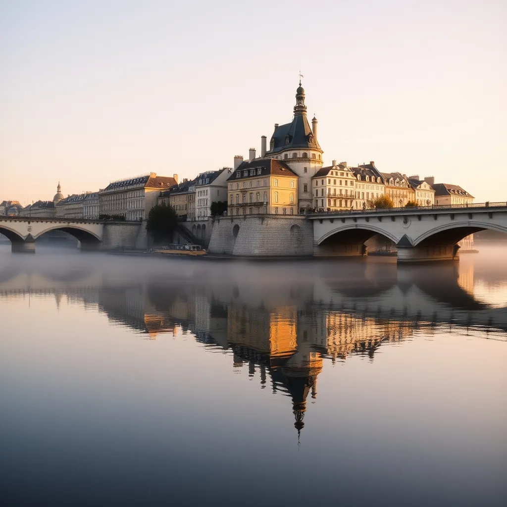 L'île Saint-Louis vue depuis le quai de la Tournelle, un matin calme sur la Seine