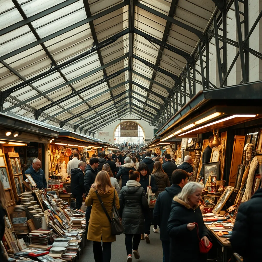 Les allées couvertes du marché aux puces de Saint-Ouen, plus grande brocante permanente d'Île-de-France
