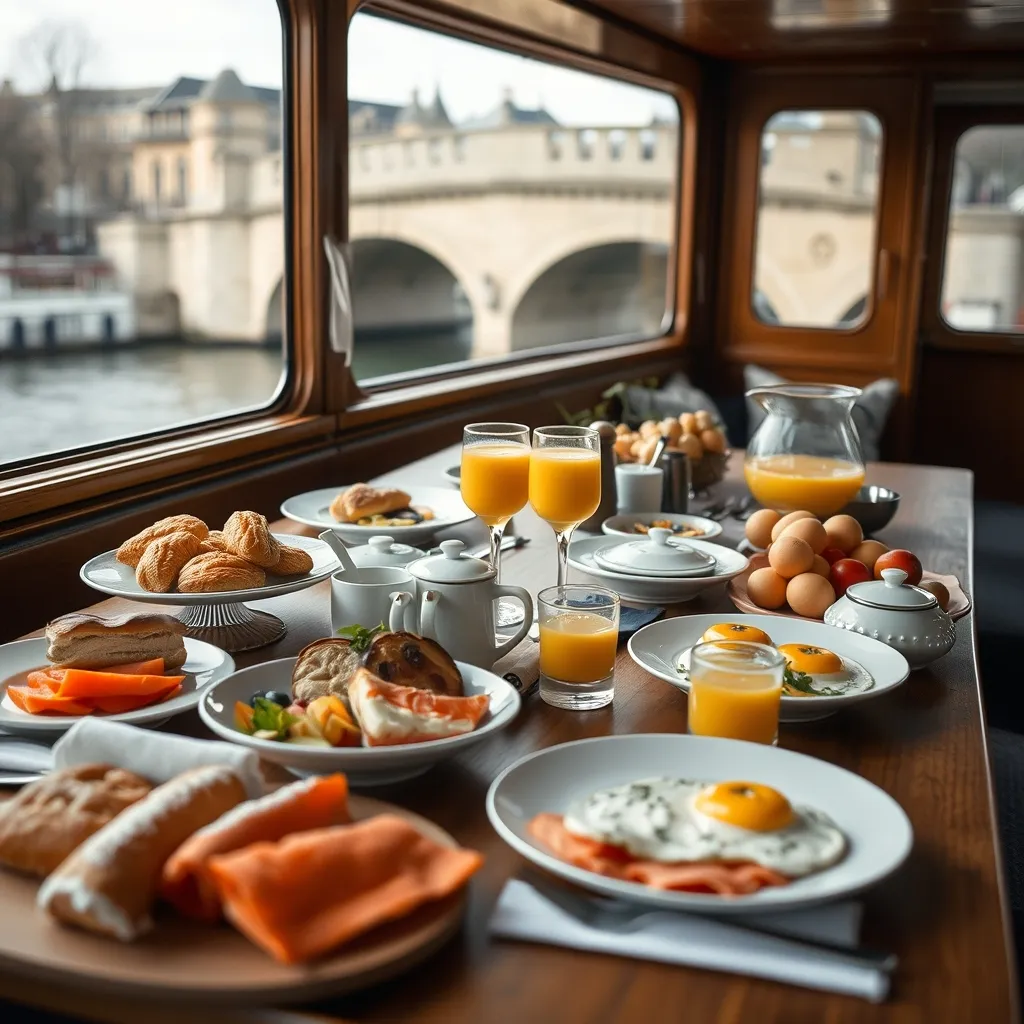 Buffet brunch à volonté avec vue sur la Seine et le pont de Grenelle