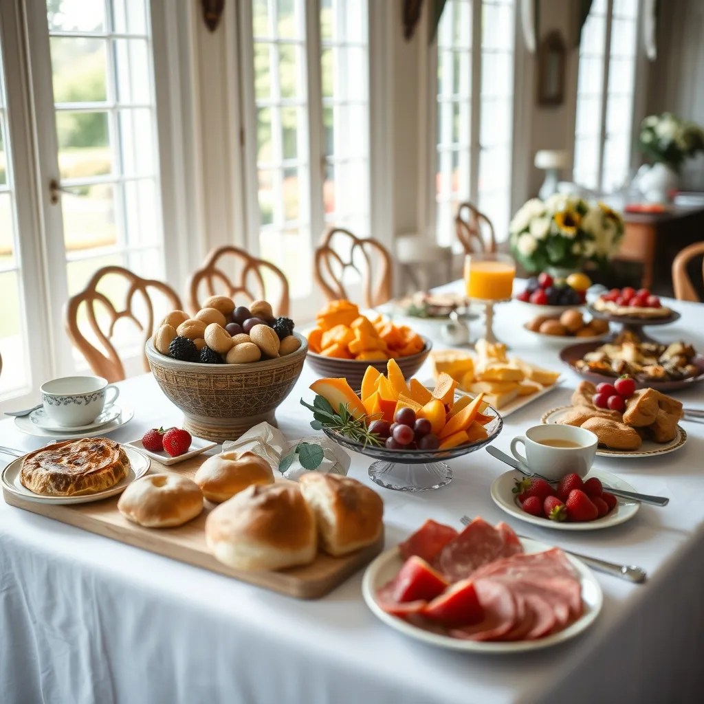 Le petit-déjeuner en buffet servi dans la salle de restauration principale du campus