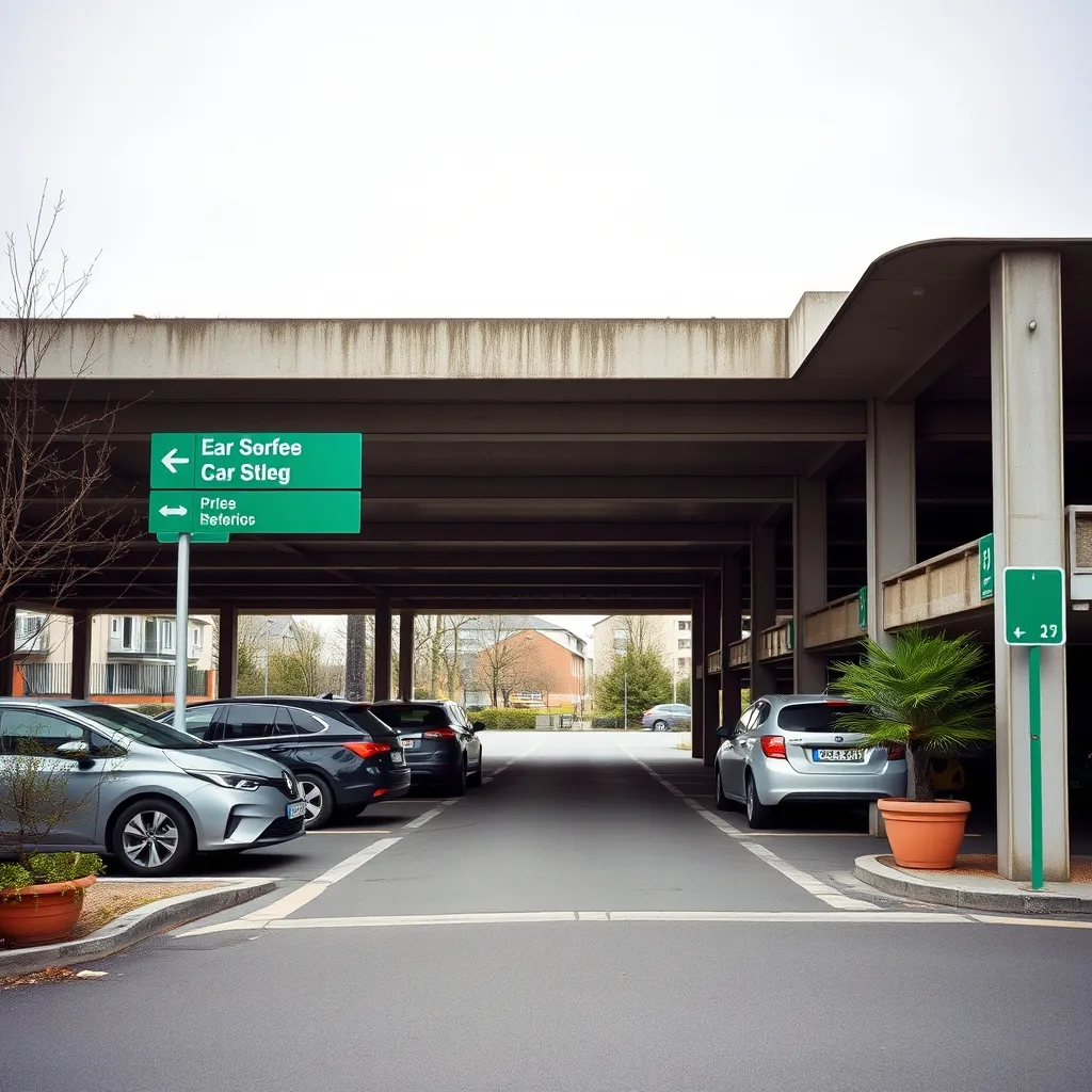 Entrée d'un parking couvert à Gennevilliers, alternative pratique pour un stationnement prolongé