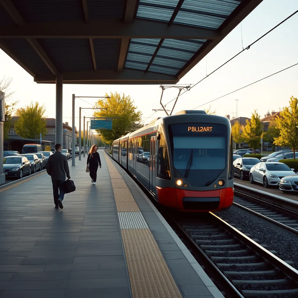 Station de tramway T1 à Gennevilliers, point de départ idéal pour un trajet combiné voiture et transport en commun