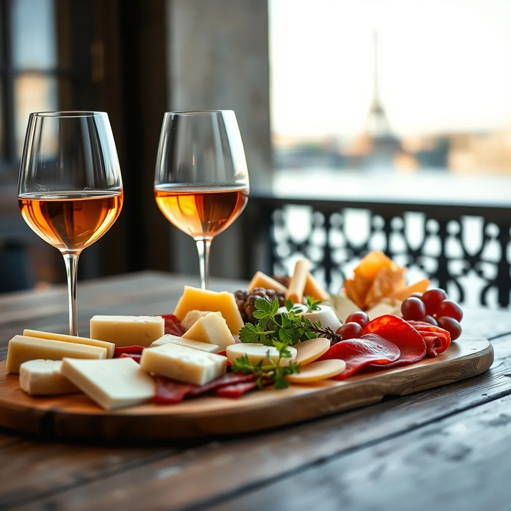 Planche apéritive et rosé frais, l'essentiel d'une soirée guinguette réussie