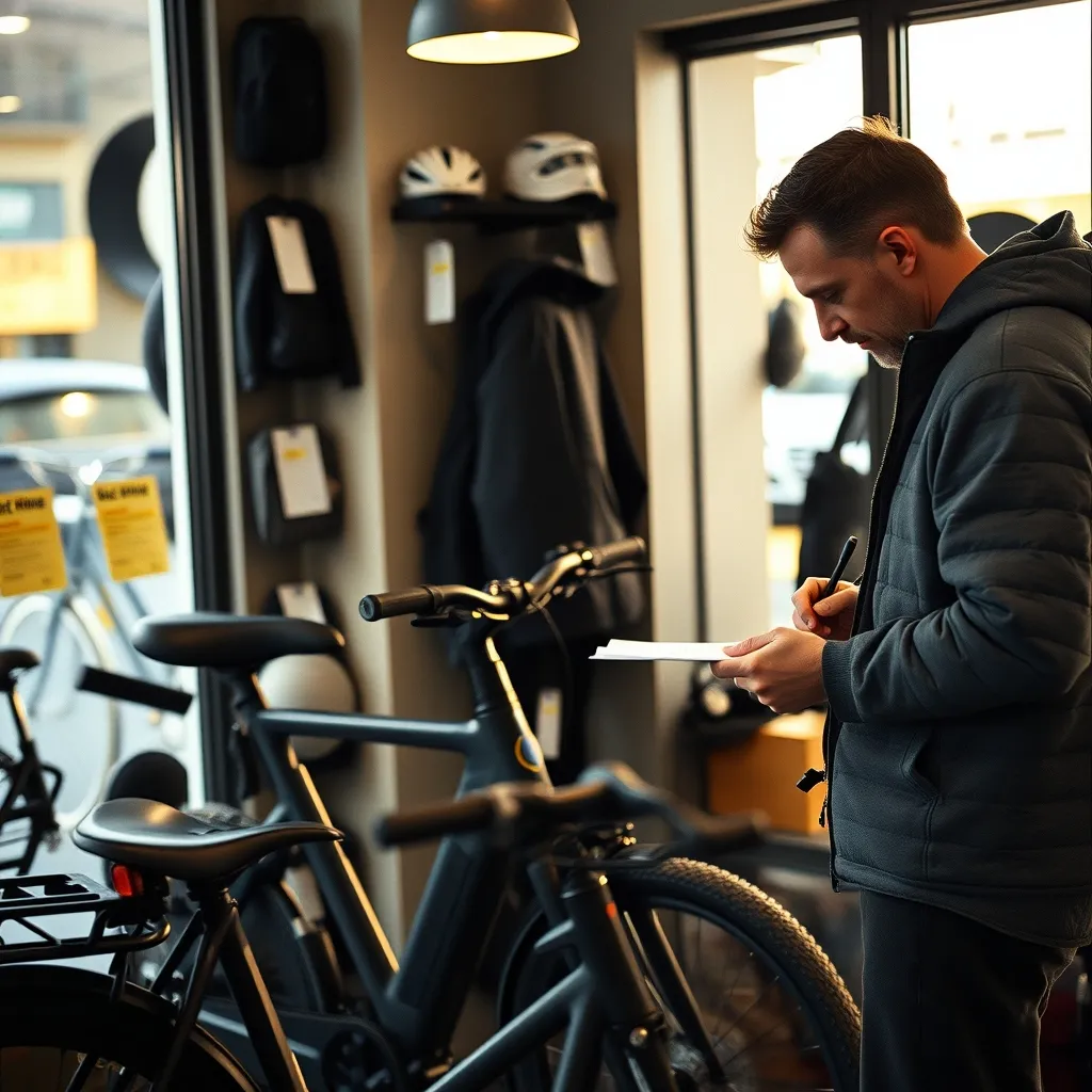 Finalisation de l'achat d'un VAE chez un vélociste francilien avant la demande de prime