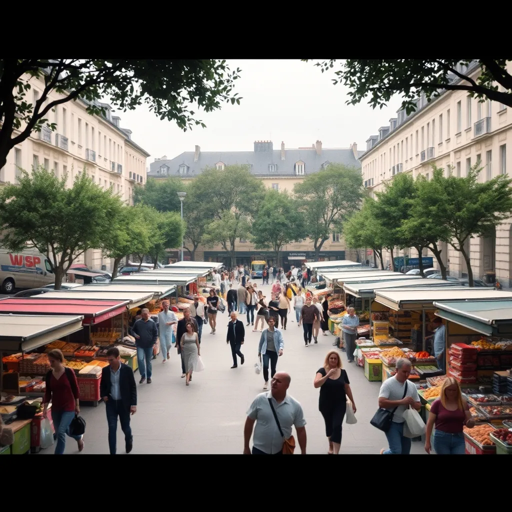 Vue d'ensemble d'un marché de plein air en grande couronne francilienne