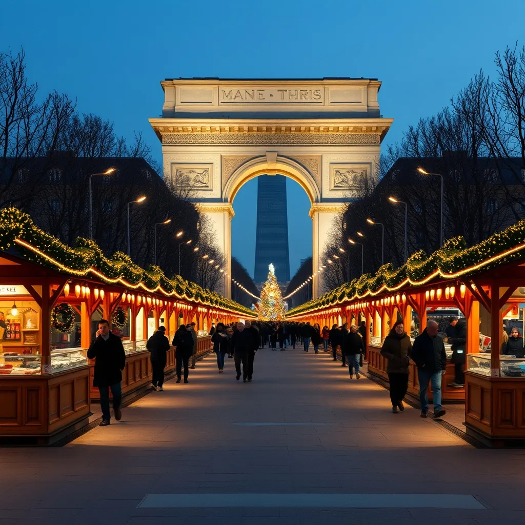 Le marché de Noël de Paris La Défense s'étend sur le parvis de la Grande Arche