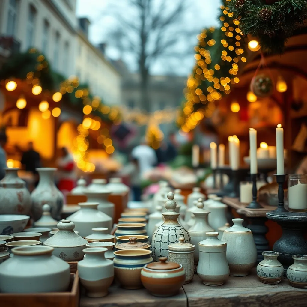 Stand d'artisanat sur un marché de Noël en banlieue parisienne