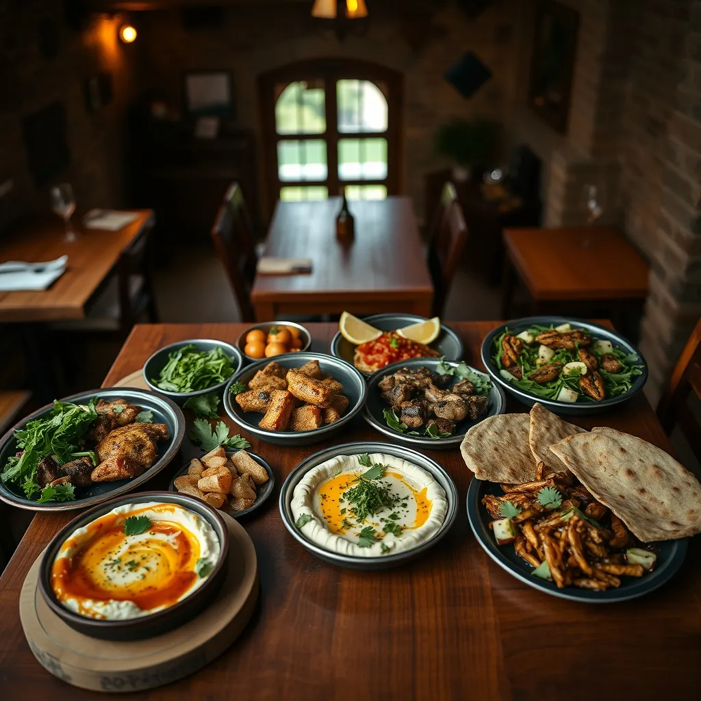 Assortiment de mezze dans un restaurant libanais des Hauts-de-Seine