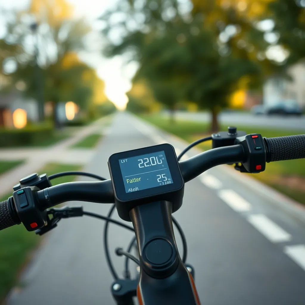 Écran de contrôle d'un VAE sur une piste cyclable francilienne