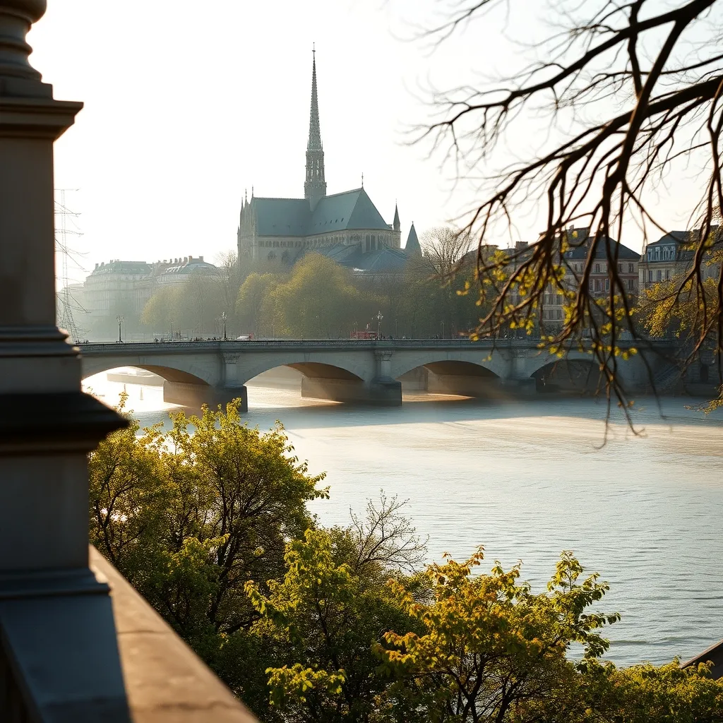 L'île de la Cité et Notre-Dame vues depuis le pont des Arts, un matin de printemps