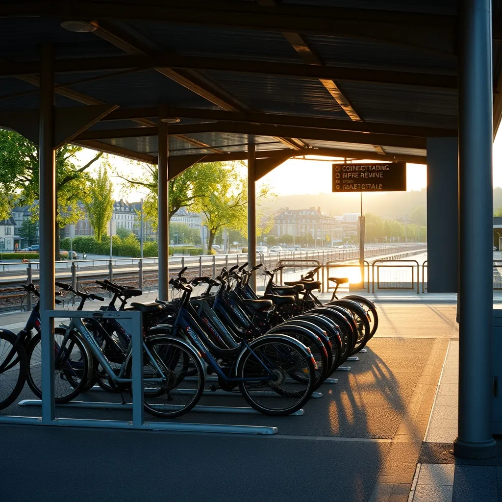 Stationnement vélo en bord de Seine, à proximité d'une gare de la boucle nord