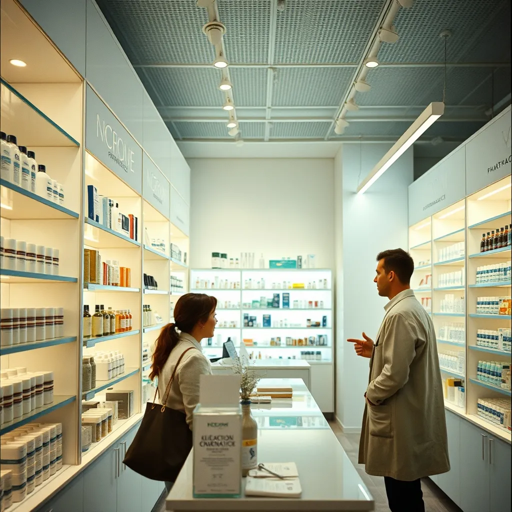 Le rayon parapharmacie et le comptoir de conseil de l'officine