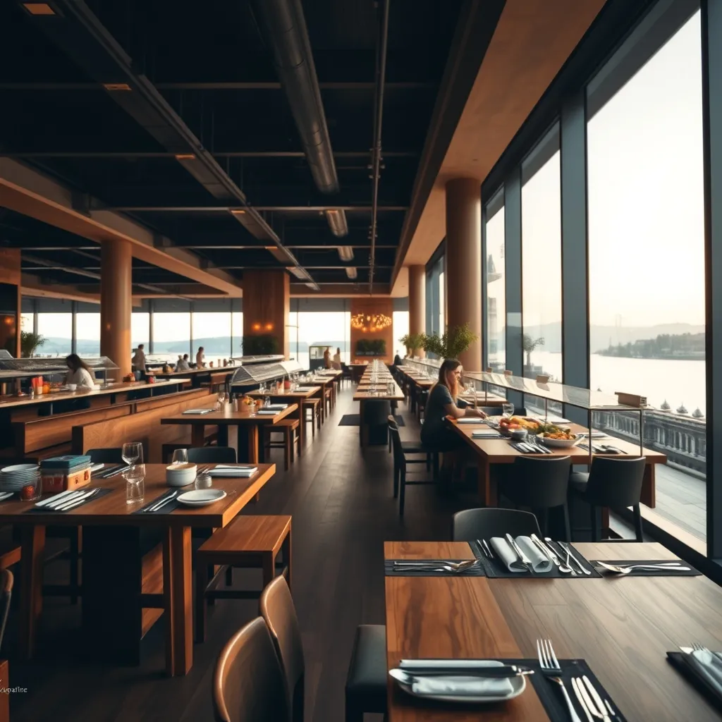 Le restaurant panoramique du Campus, organisé en buffet avec îlots thématiques