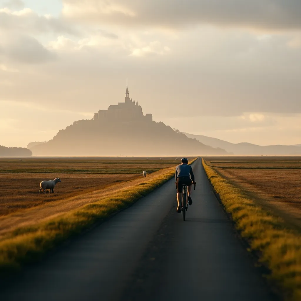 Les derniers kilomètres à travers les polders avant le Mont-Saint-Michel