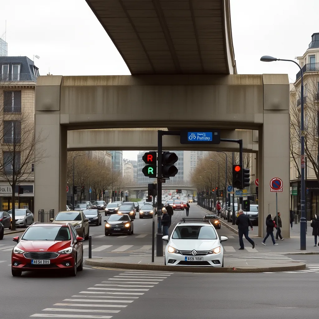 Une porte de Paris, point de franchissement du périphérique pour les cyclistes venant de banlieue