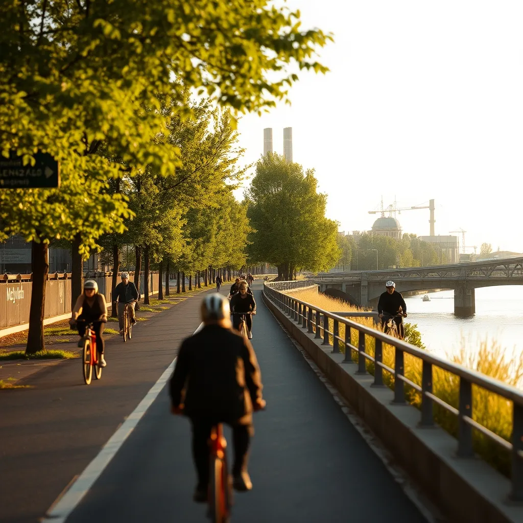 La piste cyclable des berges de Seine à proximité de Gennevilliers, itinéraire alternatif prisé des cyclistes locaux