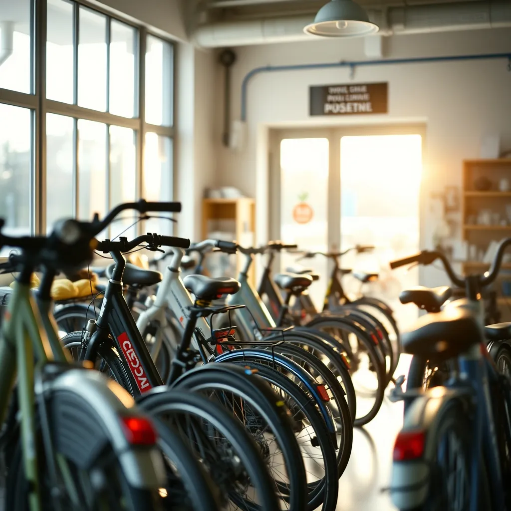 Vélos électriques, cargos et pliants exposés chez un vélociste francilien