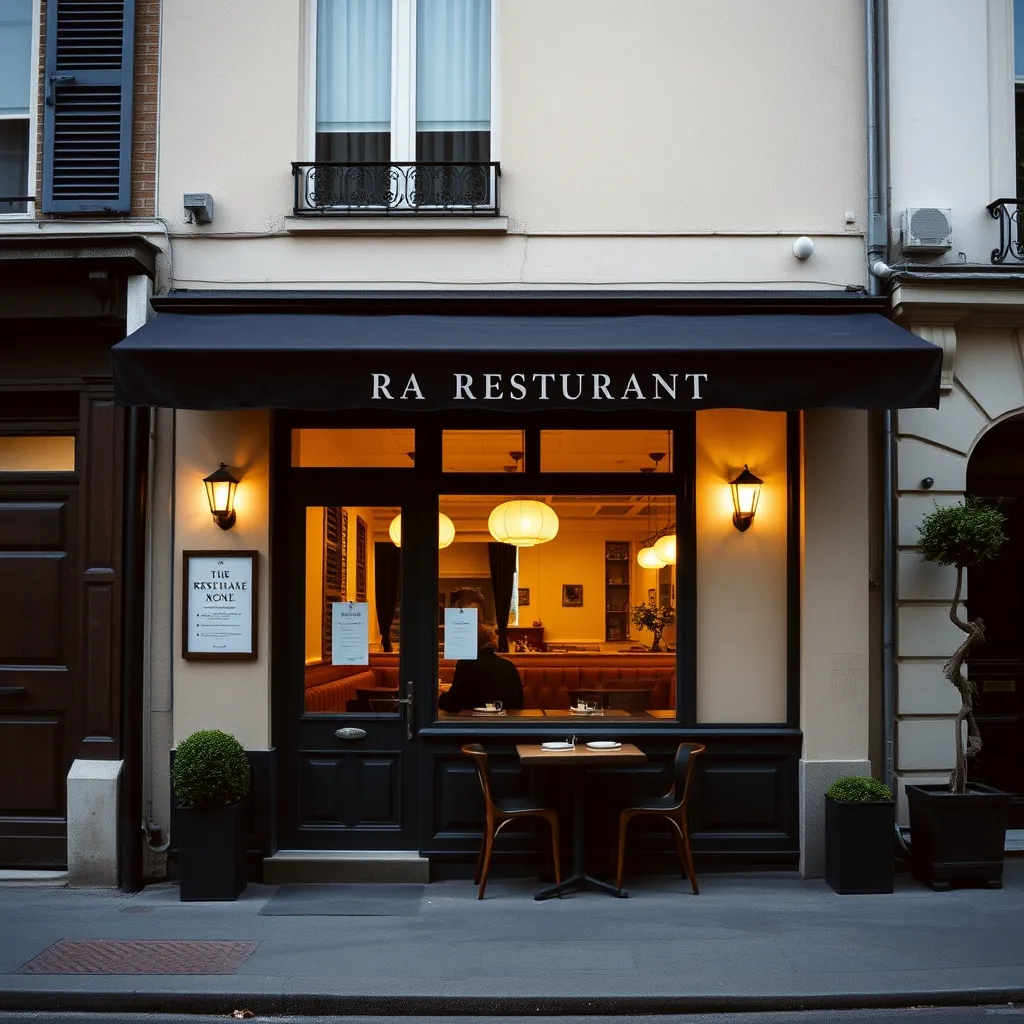 Façade discrète d'un restaurant étoilé dans une rue calme de Meudon