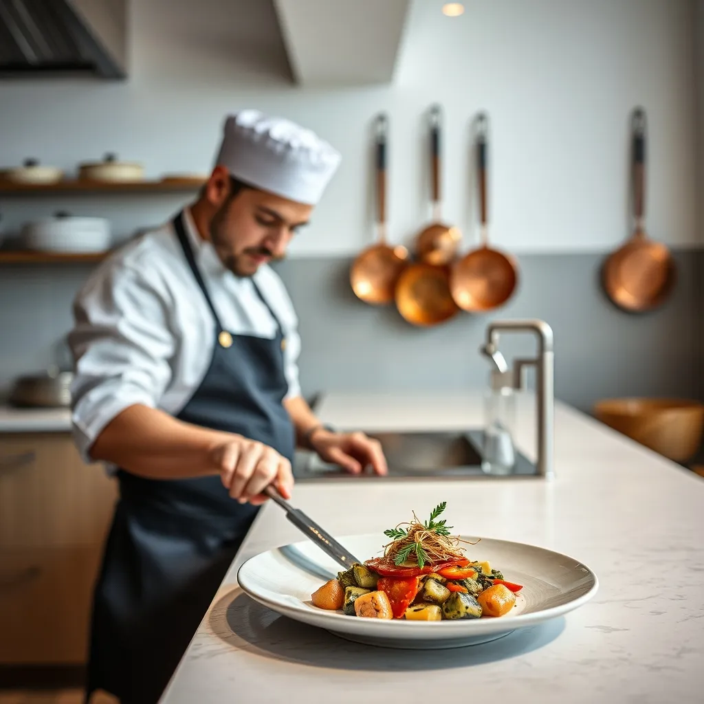 Cuisine ouverte d'un restaurant étoilé de Boulogne-Billancourt