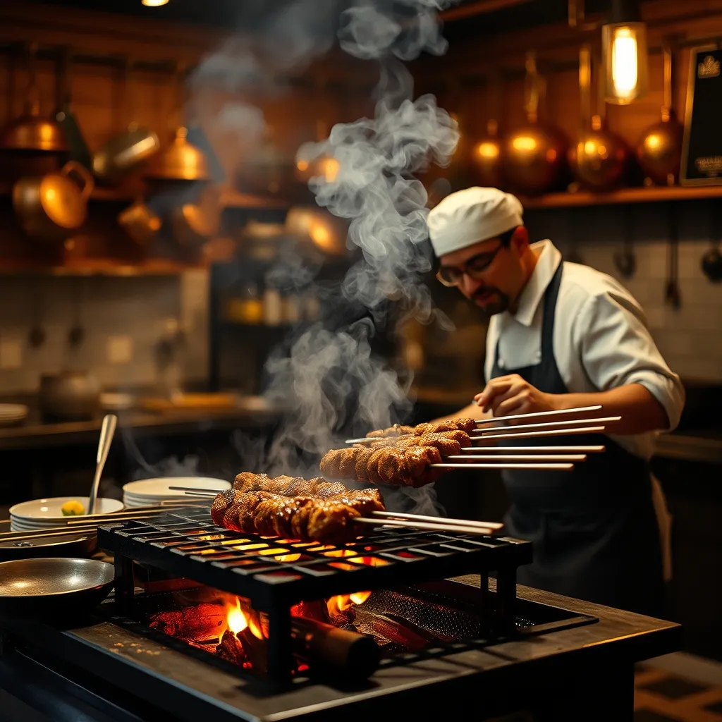 Grillades au charbon de bois dans un restaurant turc halal du 92