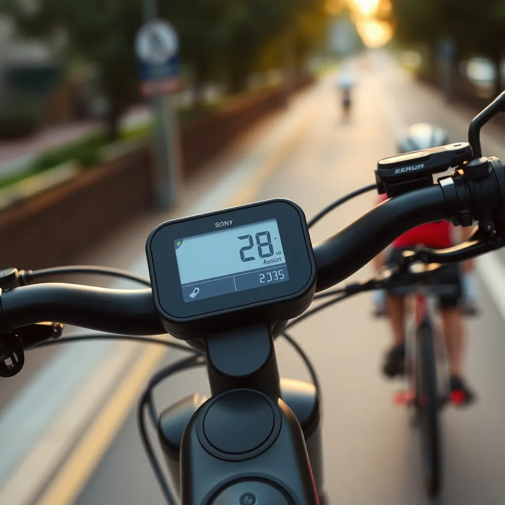L'écran de contrôle d'un VAE affichant le niveau de batterie et le mode d'assistance