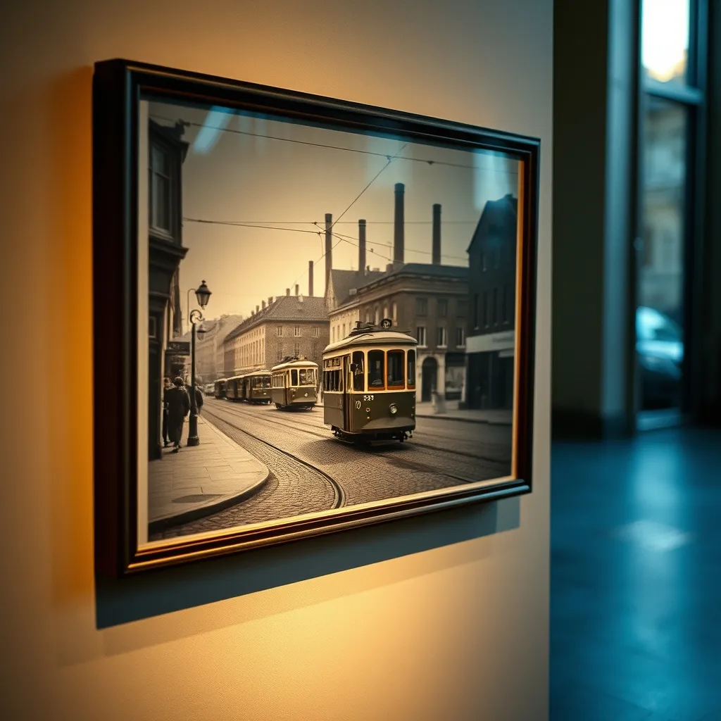 Photographie d'époque montrant un ancien tramway électrique dans la banlieue nord de Paris au début du XXe siècle