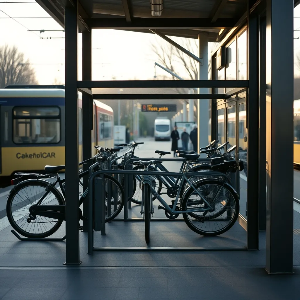 Consigne vélo sécurisée dans une gare Île-de-France Mobilités