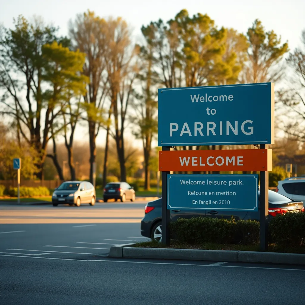 L'entrée principale de la base de loisirs côté Trappes avec le parking visiteurs