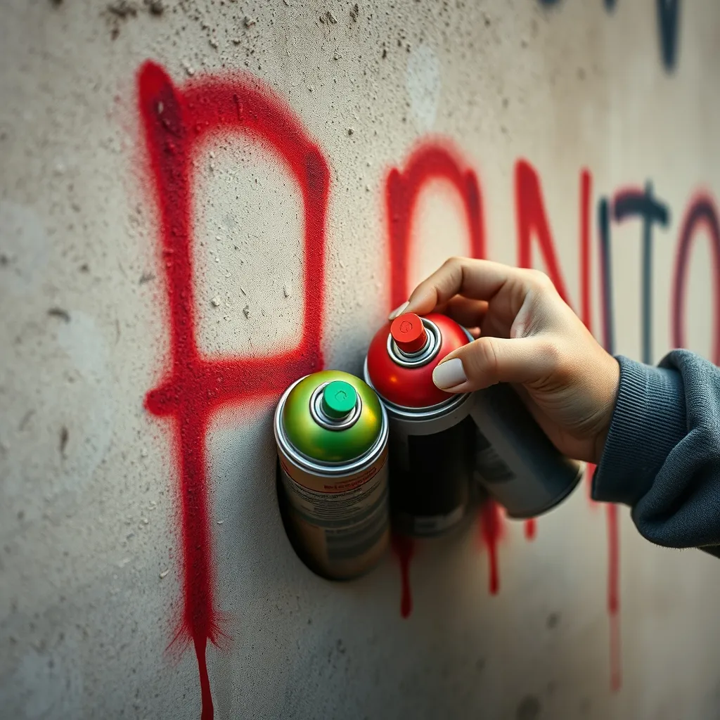 Gros plan sur les mains d'un graffeur travaillant le lettrage à la bombe dans le 13e arrondissement