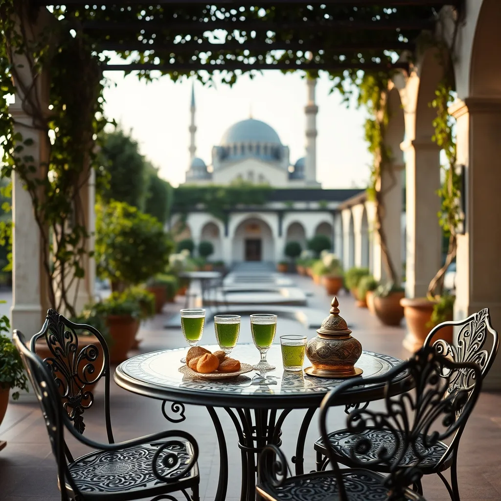 Le salon de thé de la Mosquée et ses pâtisseries orientales servies sous les treilles
