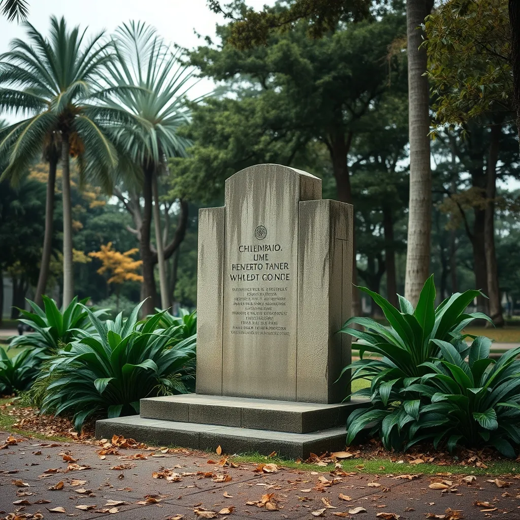 Le monument aux soldats coloniaux, l'un des quatre mémoriaux du jardin d'agronomie tropicale
